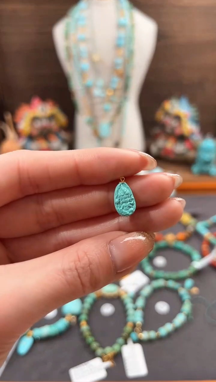 【闪购商品】绿松石提溜18K金镶嵌绿松石提溜