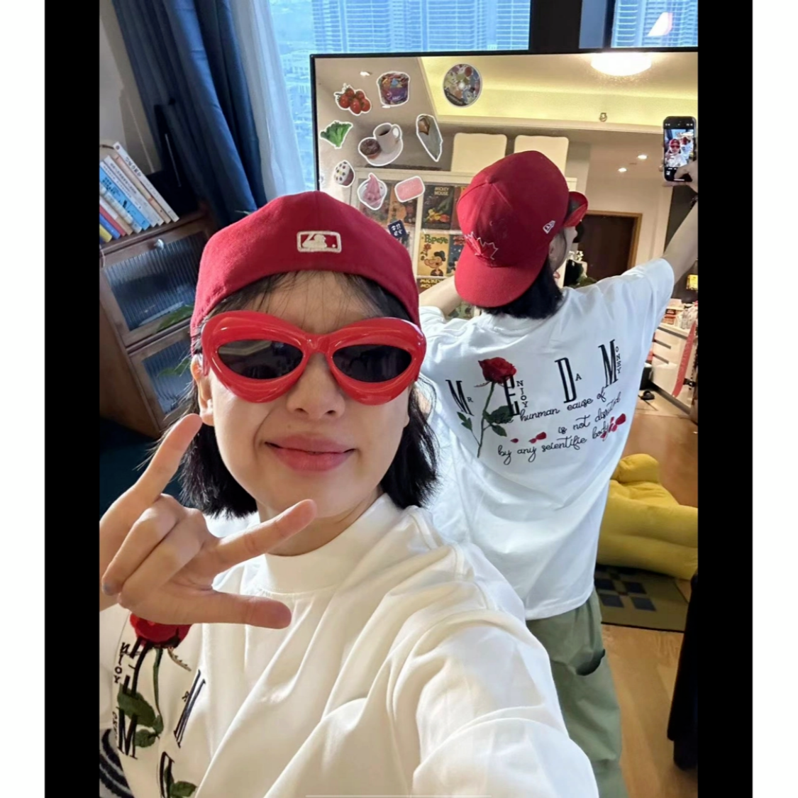 PP-24新国潮(me红玫瑰)男女同款宽松潮流百搭半袖