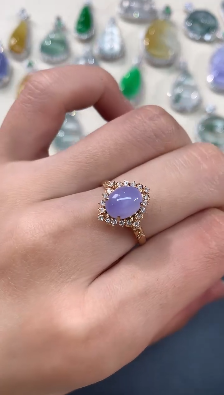 【闪购商品】翡翠戒指18K金镶嵌戒指A285|5800