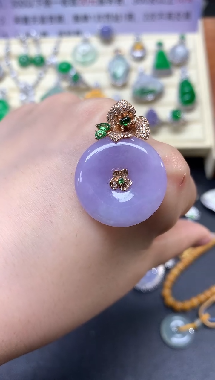 翡翠18K金镶嵌吊坠(不含链)吊坠|8150+815