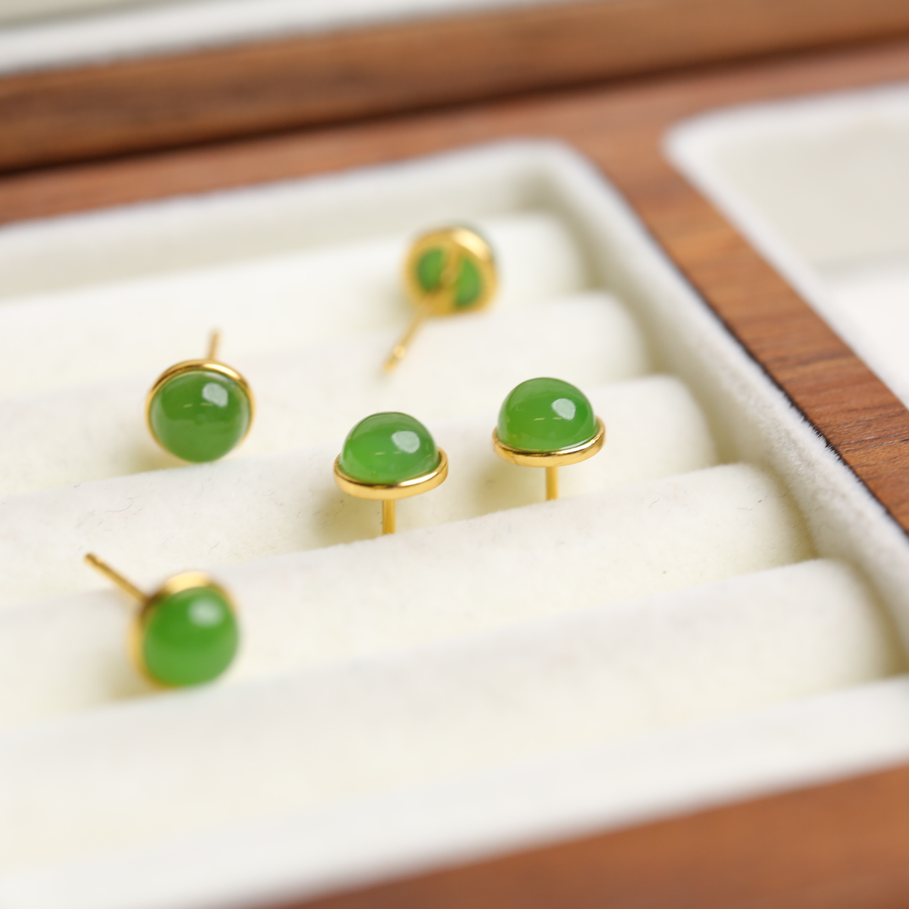 【云边】碧玉和田玉 耳钉/一对（多样性发货）