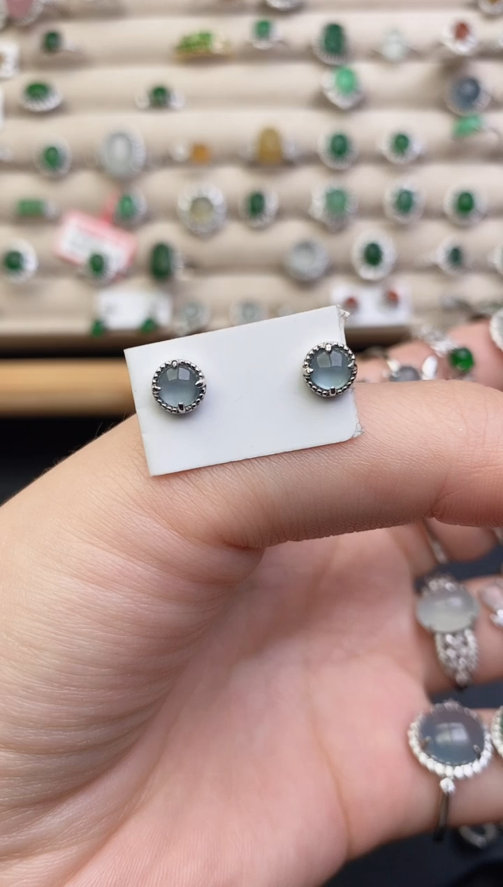 银S925镶嵌戒指翡翠0