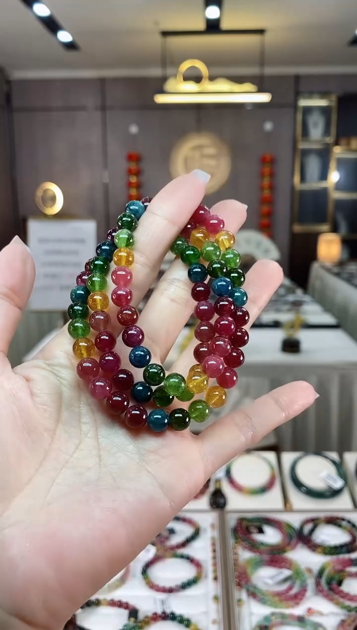 【闪购商品】碧玺三圈手串7mm+未镶嵌（多样性发一条）hon