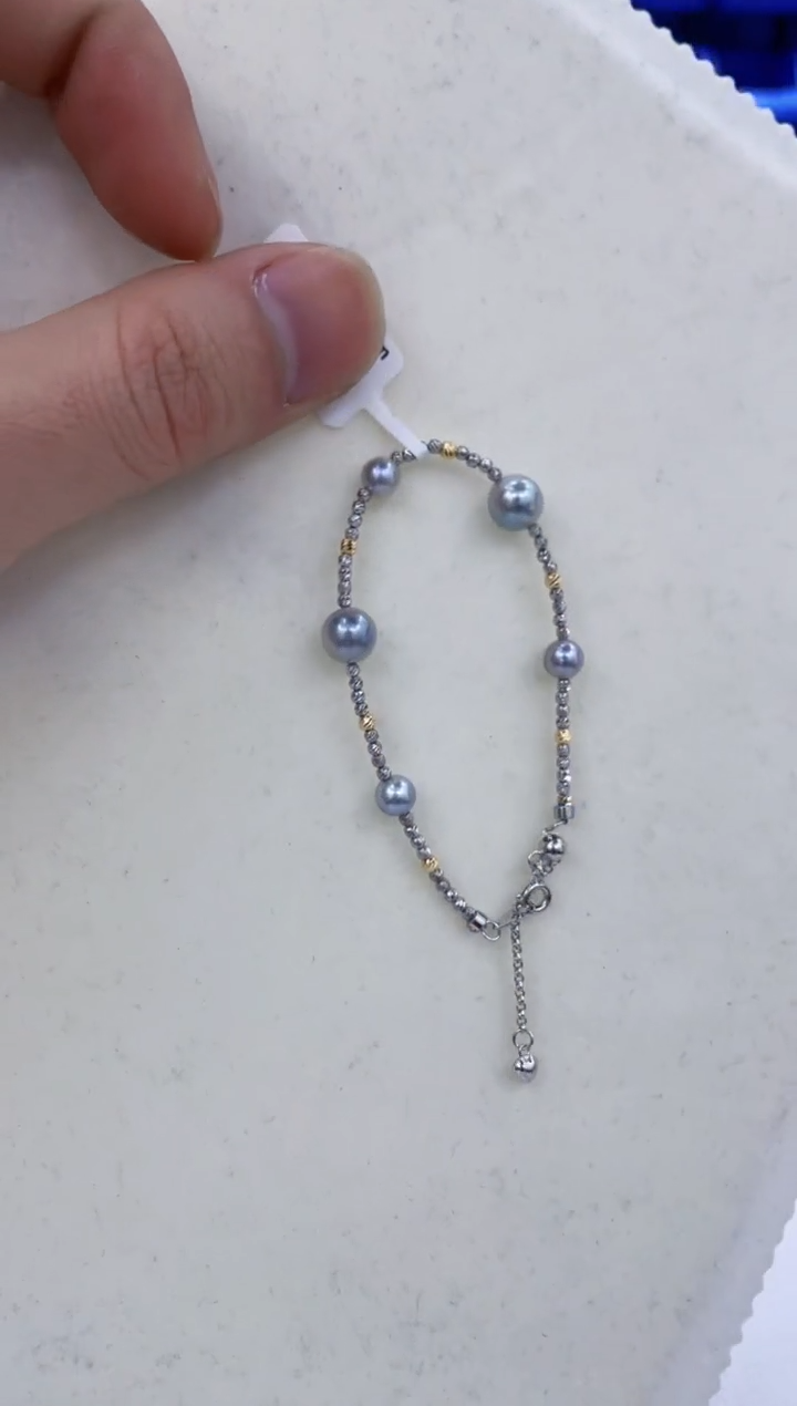 银S925镶嵌手链海水珍珠   
