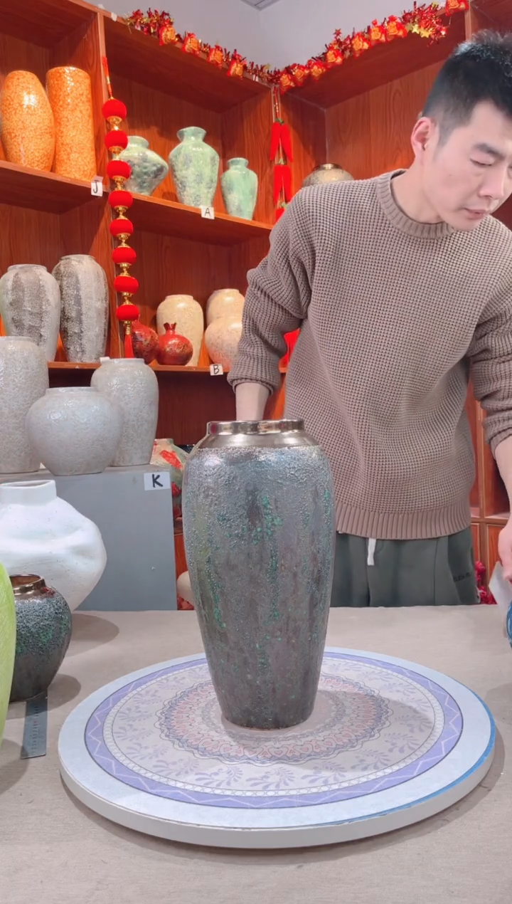 【闪购商品】瓶精品陶瓷花瓶 无花 青铜 大号