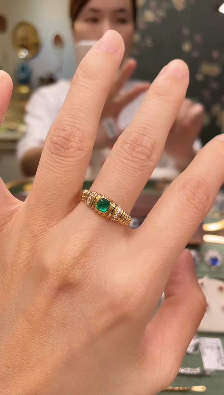 祖母绿戒指18K金镶嵌阿富汗主石：0.33ct