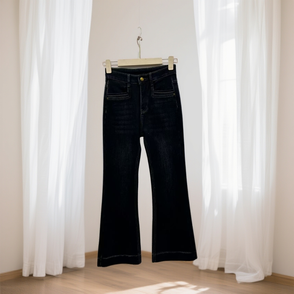 8805加绒加厚微喇牛仔裤女款时尚百搭简约显瘦牛仔裤