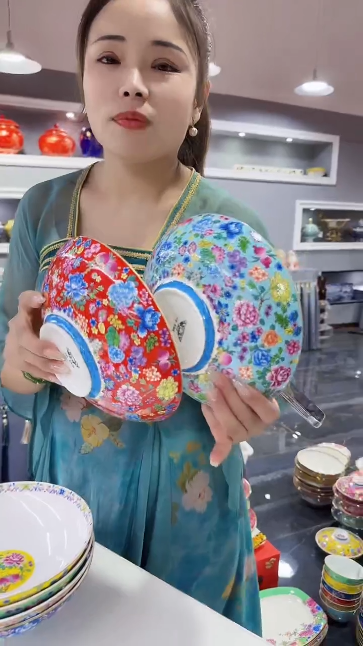 瓷片8.5英寸元宝盘2个景德镇混色