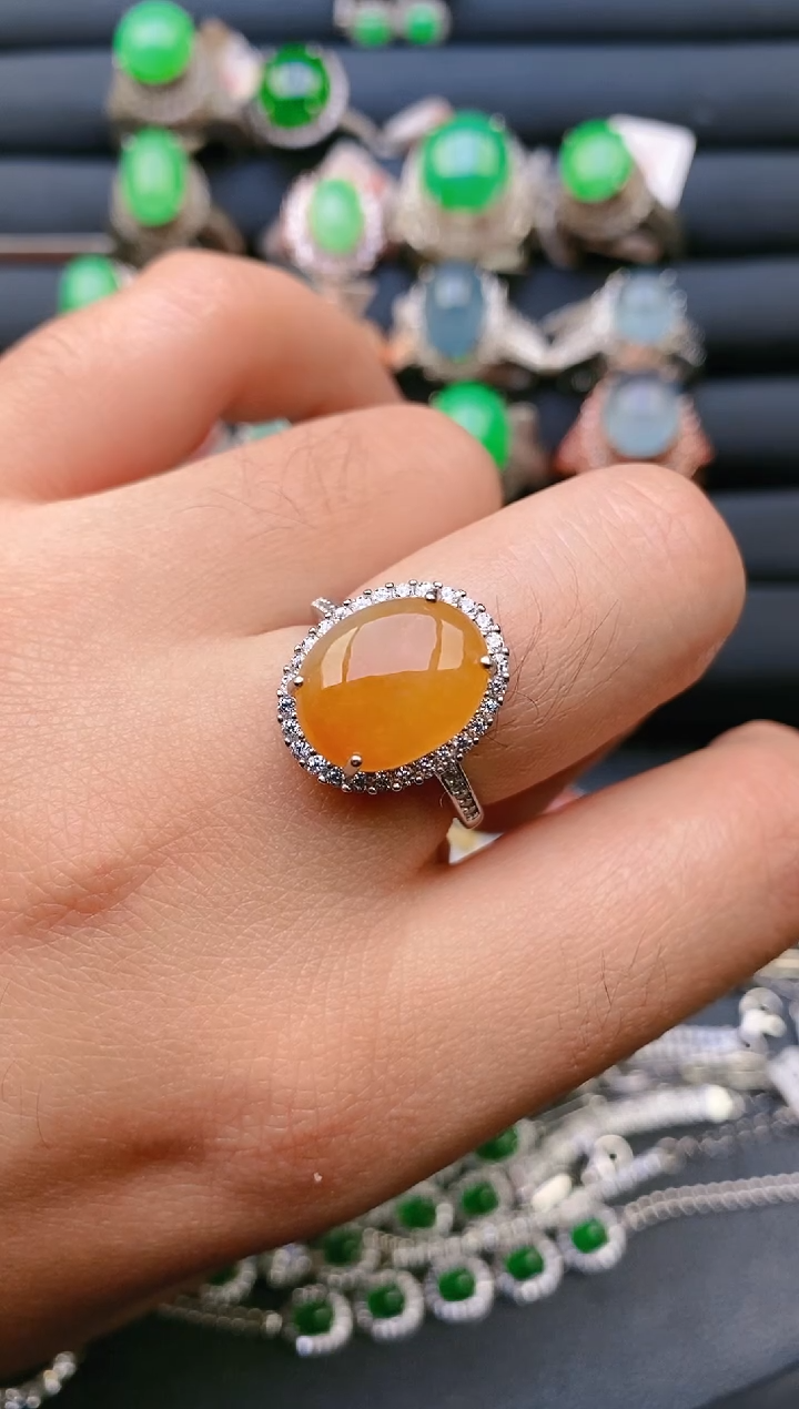 【闪购商品】翡翠戒指银S925镶嵌天然A货翡翠1