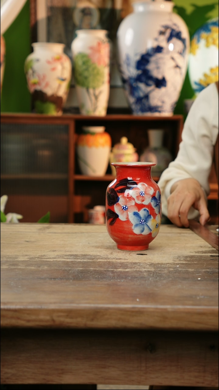 瓷片 景德镇纯手工釉下彩精品花瓶