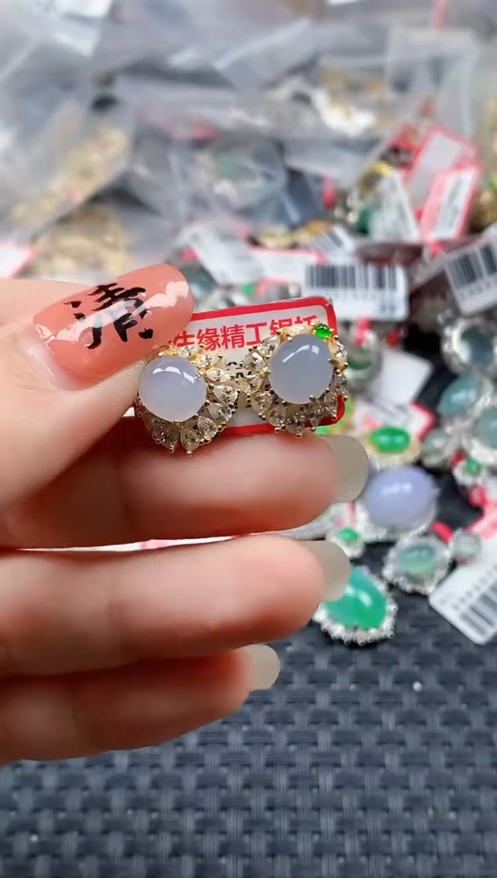 银S925镶嵌戒指翡翠天然A货缅甸翡翠