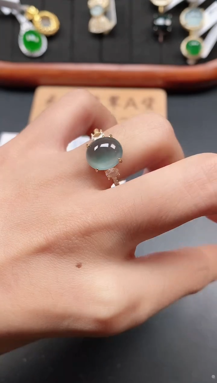 银S925镶嵌戒指翡翠1