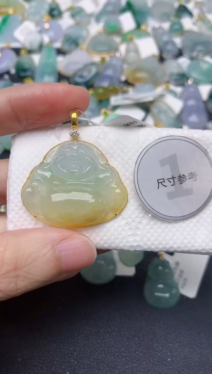 颈饰18K金镶嵌翡翠天然缅甸A货翡翠