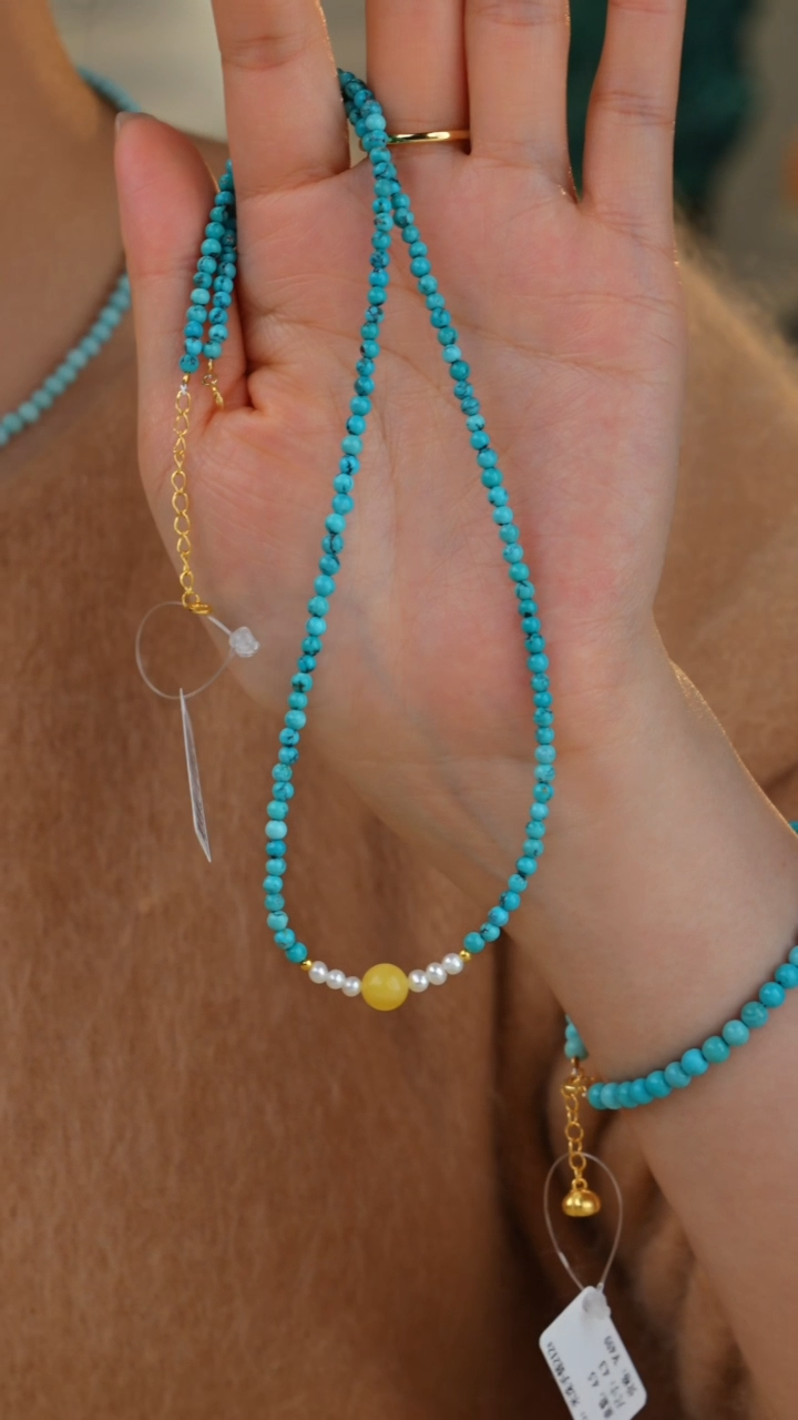 【闪购商品】绿松石项链银S925镀金镶嵌多样性发货