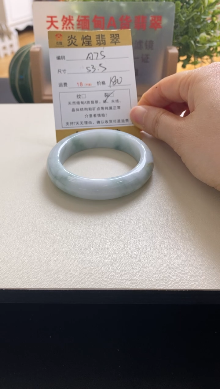 未镶嵌手镯翡翠圈口53.8编码a75