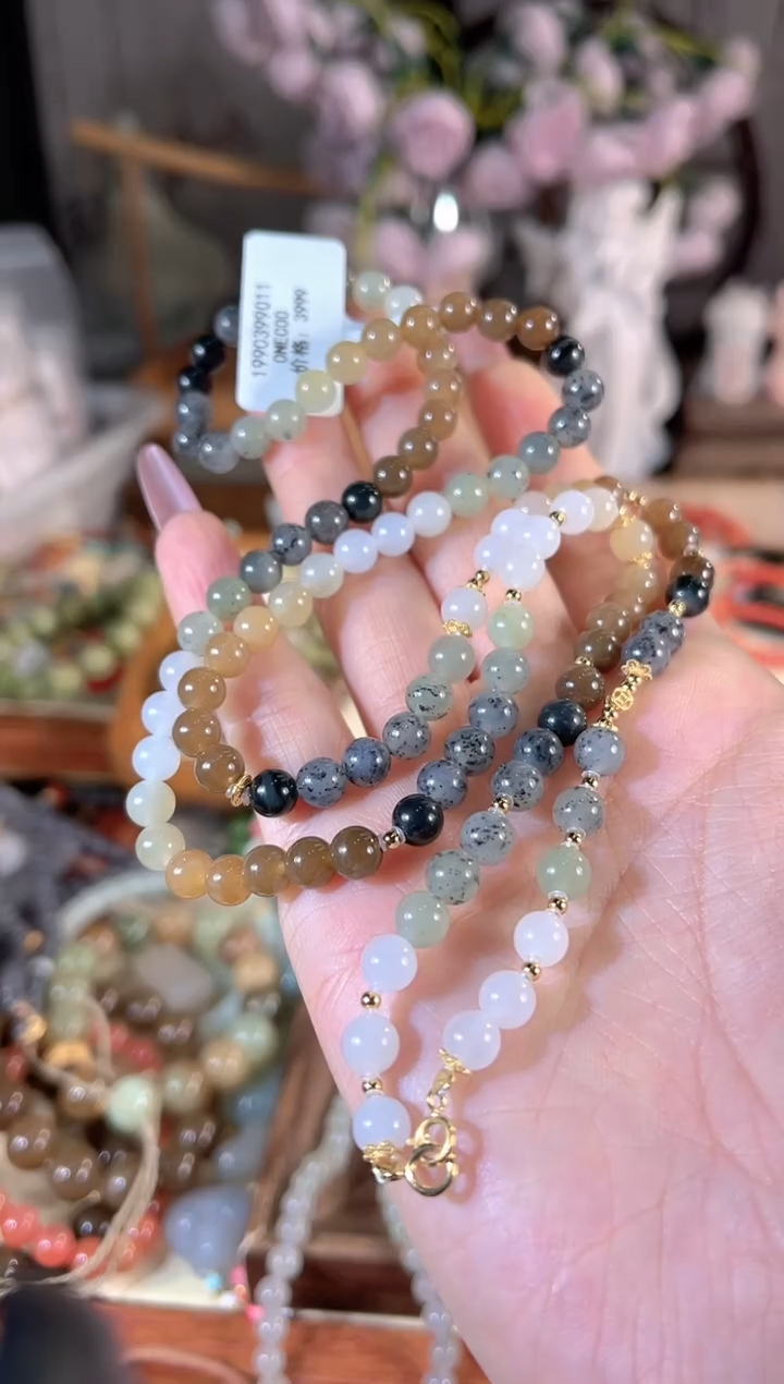 项链银S925镶嵌和田玉多样性发其一孤品默认微瑕