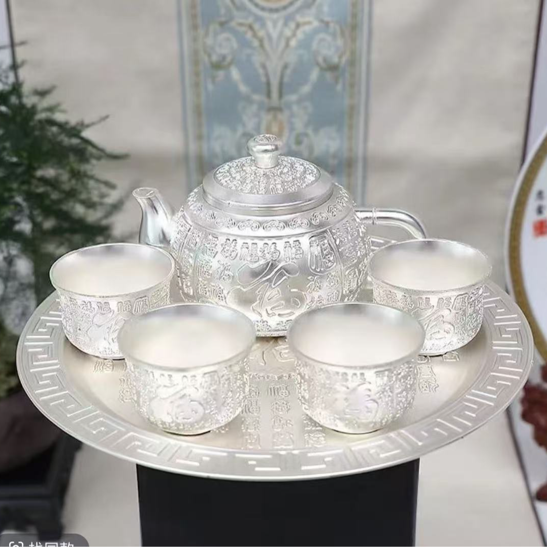 蛇年【厂家补贴】精美六件套礼盒装银茶具创意家用复古高档复古