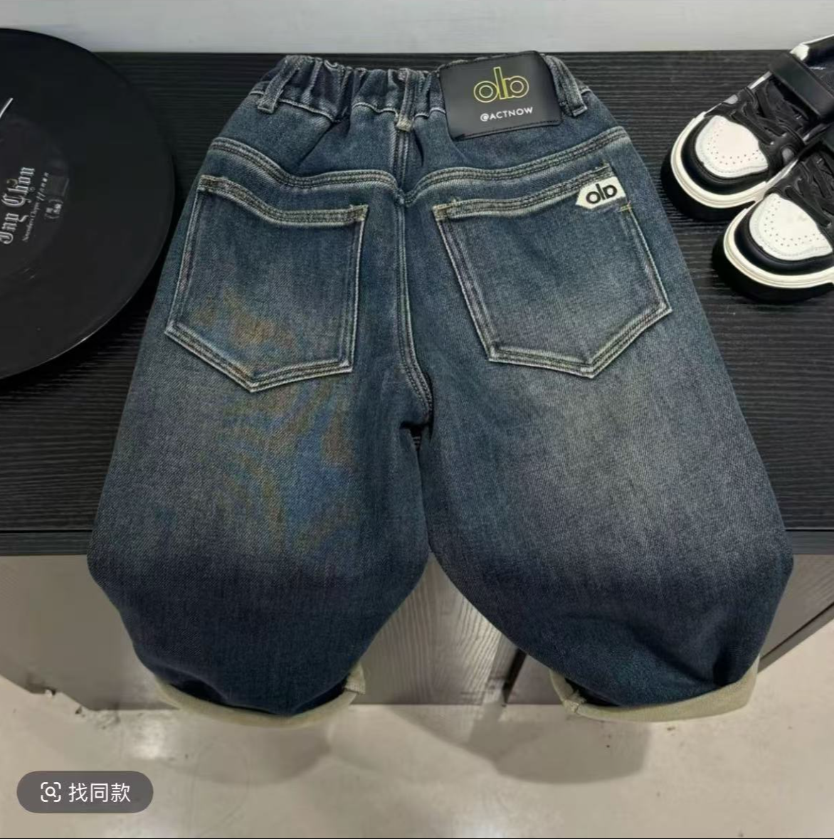 【多乐】D2592男童冬季新款2025冬款加绒加厚一体绒牛仔裤