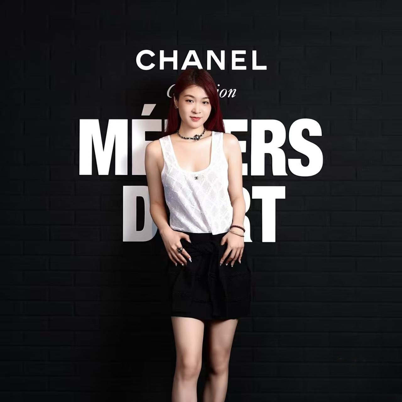 99新 Chanel/香奈儿 24S黑白拼接菱格纹无袖连衣裙 34码