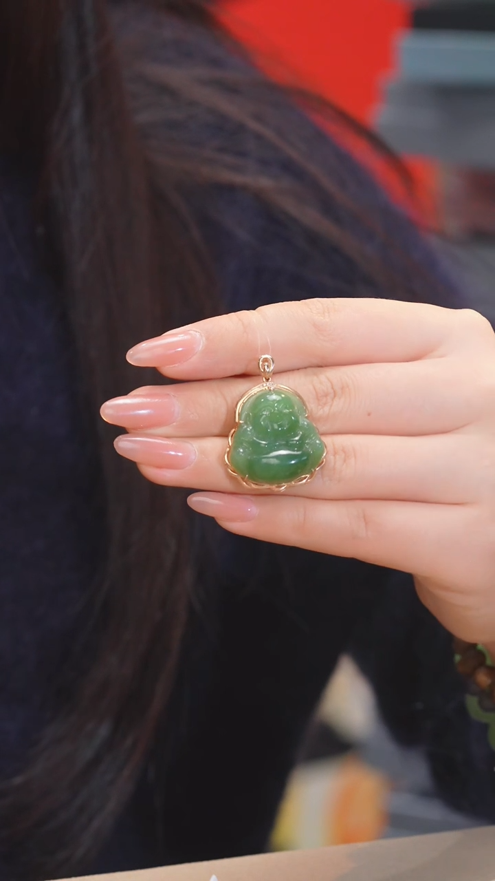 【闪购商品】和田玉吊坠不含链18K金镶嵌多样性发@@W5818