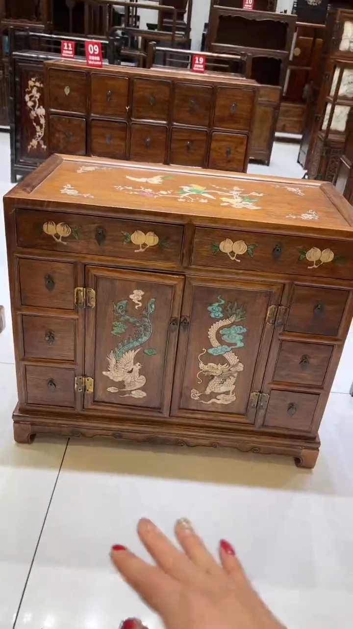 【闪购商品】贡木龙凤呈祥螺钿收纳柜