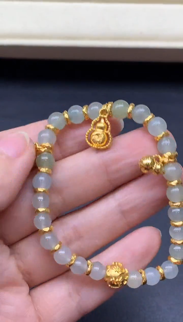 足金镶嵌手链翡翠578-中国好珍宝