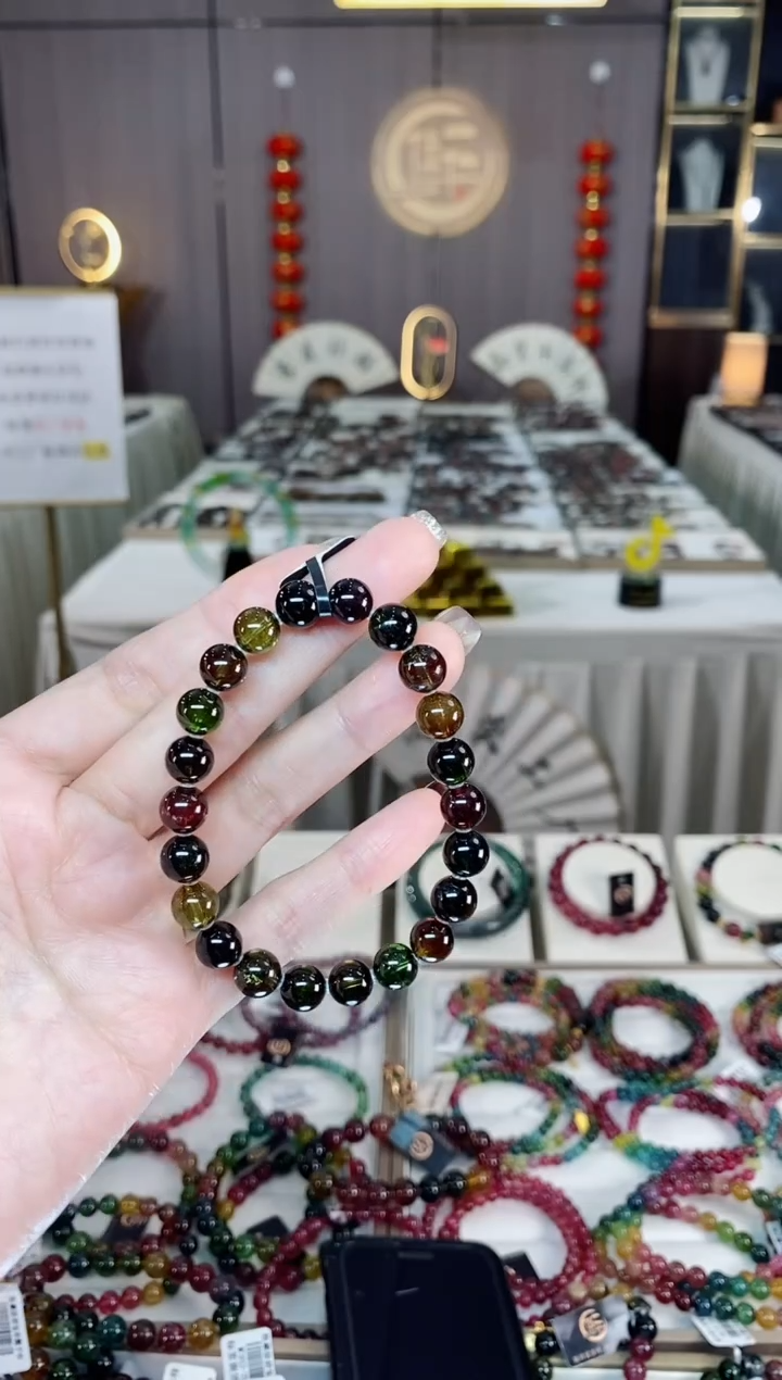 未镶嵌老矿碧玺黑糖净体单圈手串8mm+碧玺dan多样性发货一条