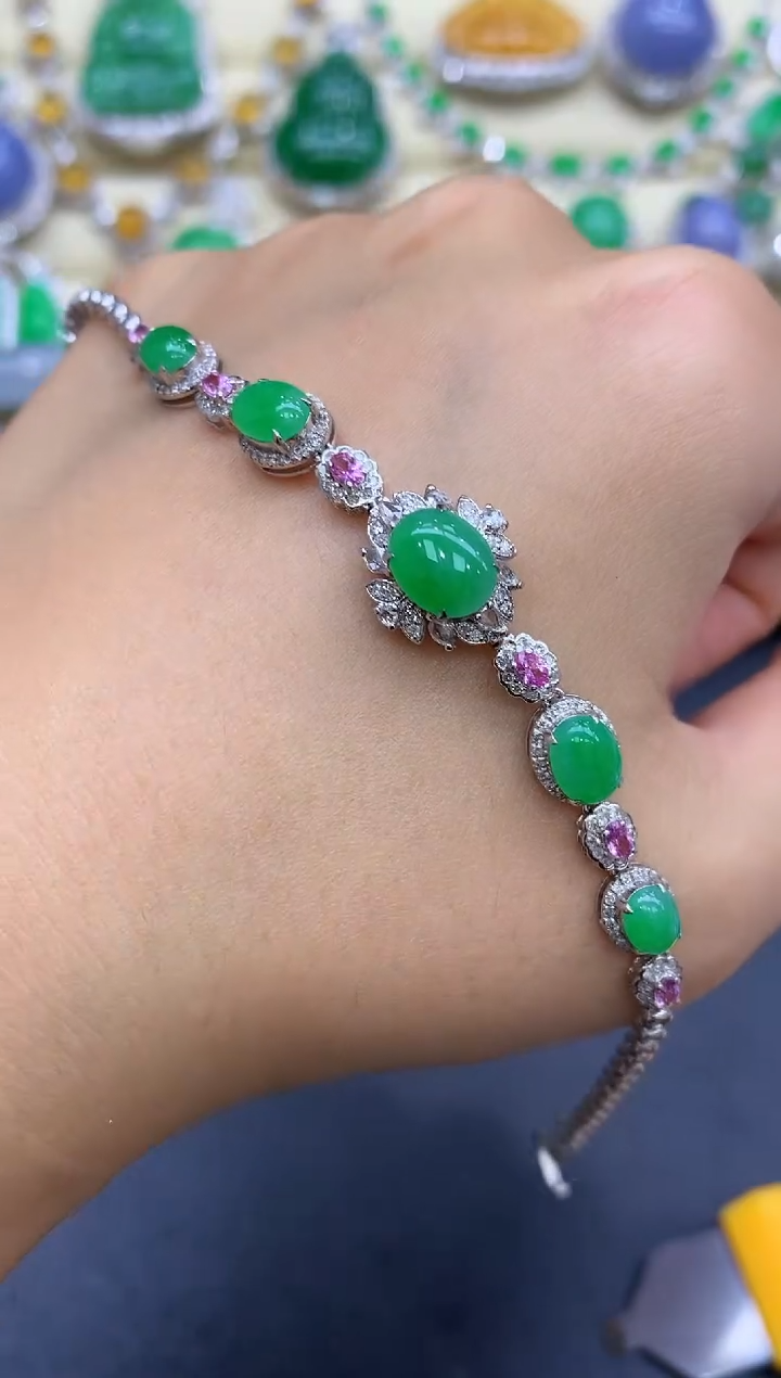 18K金镶嵌手链翡翠932-中国好珍宝