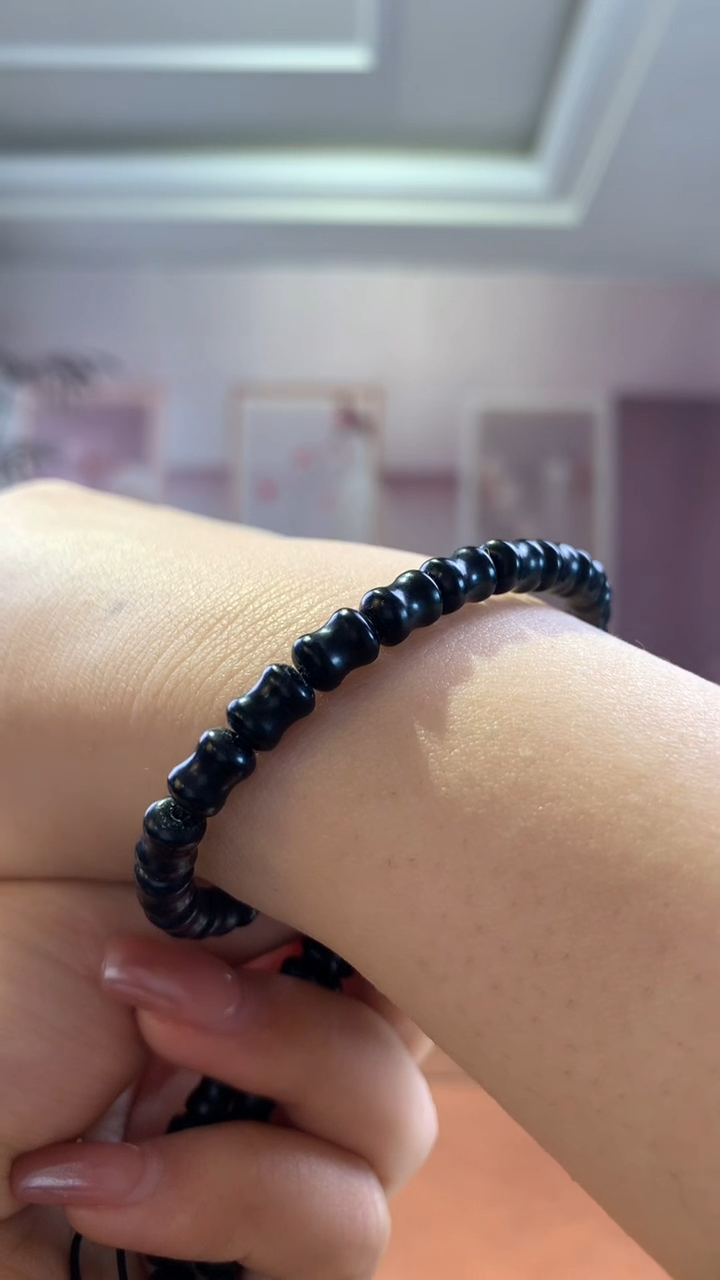 【闪购商品】和田玉手串未镶嵌墨玉竹节单圈