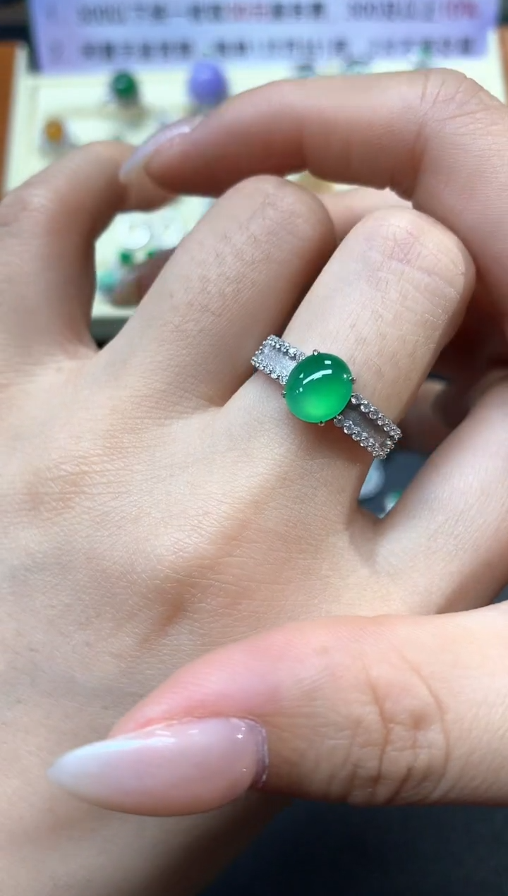 【闪购商品】翡翠戒指18K金镶嵌戒指|6500+650
