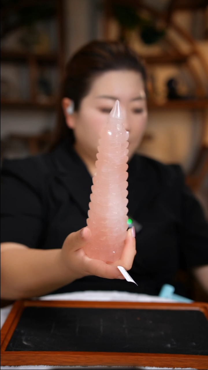 水晶珠宝半成品未镶嵌粉水晶文昌塔D366