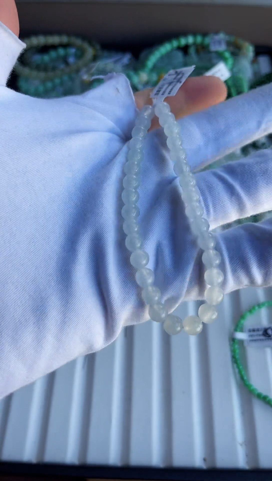 散珠翡翠翡翠手串卡6 有瑕疵