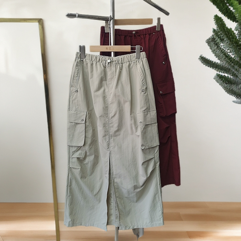 113松紧腰抽绳工装裙