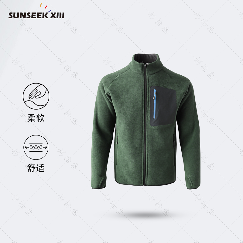 百搭耐穿】双面摇粒绒内搭户外休闲立领弹力舒适保暖抓绒衣2548