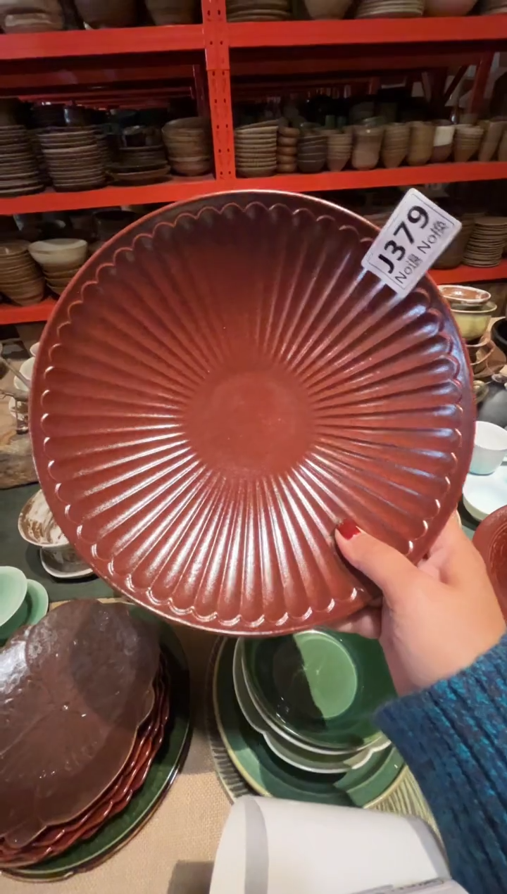 瓷片咚*咚j379红色荷叶盘福利