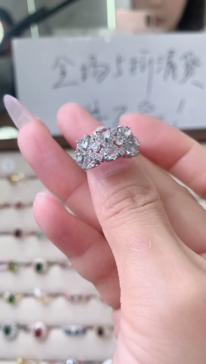 【闪购商品】海蓝宝石戒指银S925镶嵌106-8