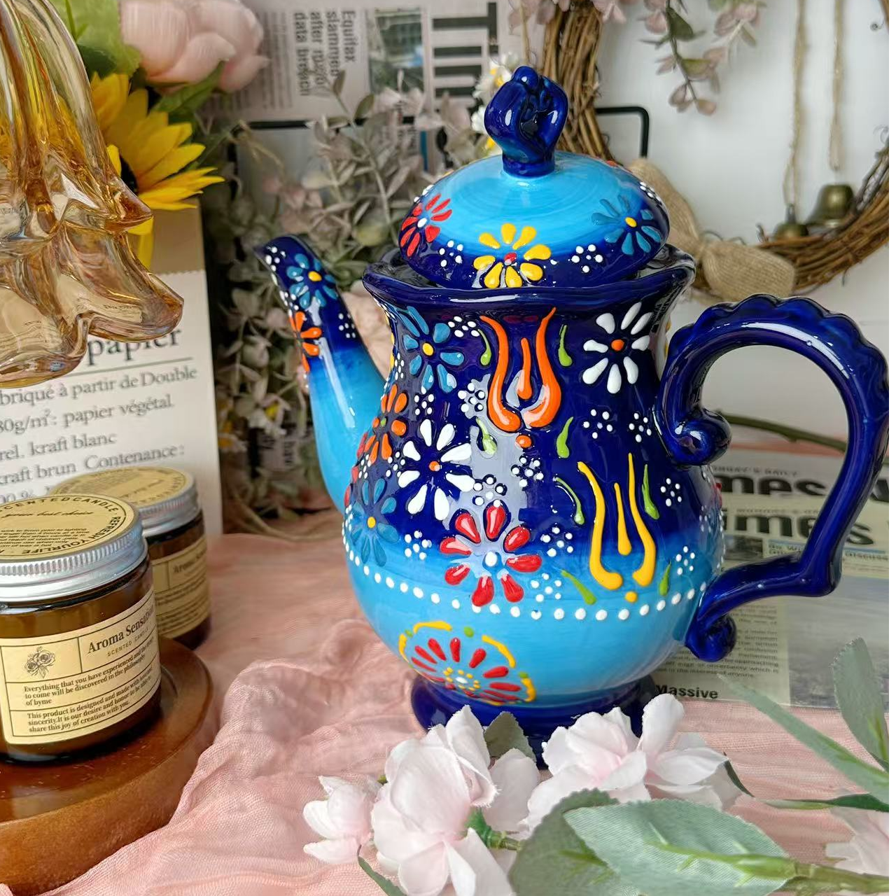 【蓝贵】水壶·茶壶·手家用陶瓷1200ml复古餐具