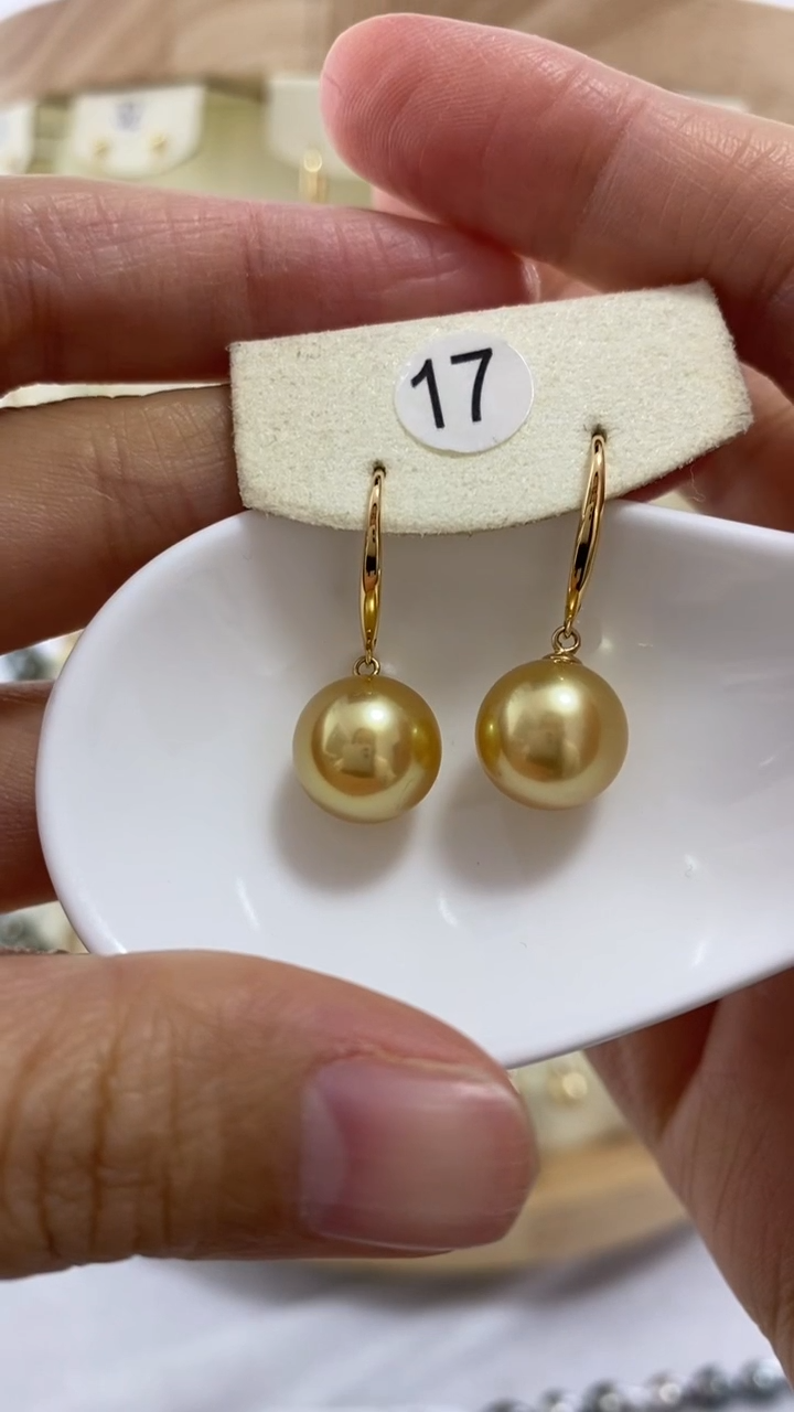 【闪购商品】海水珍珠耳饰18K金镶嵌金珠