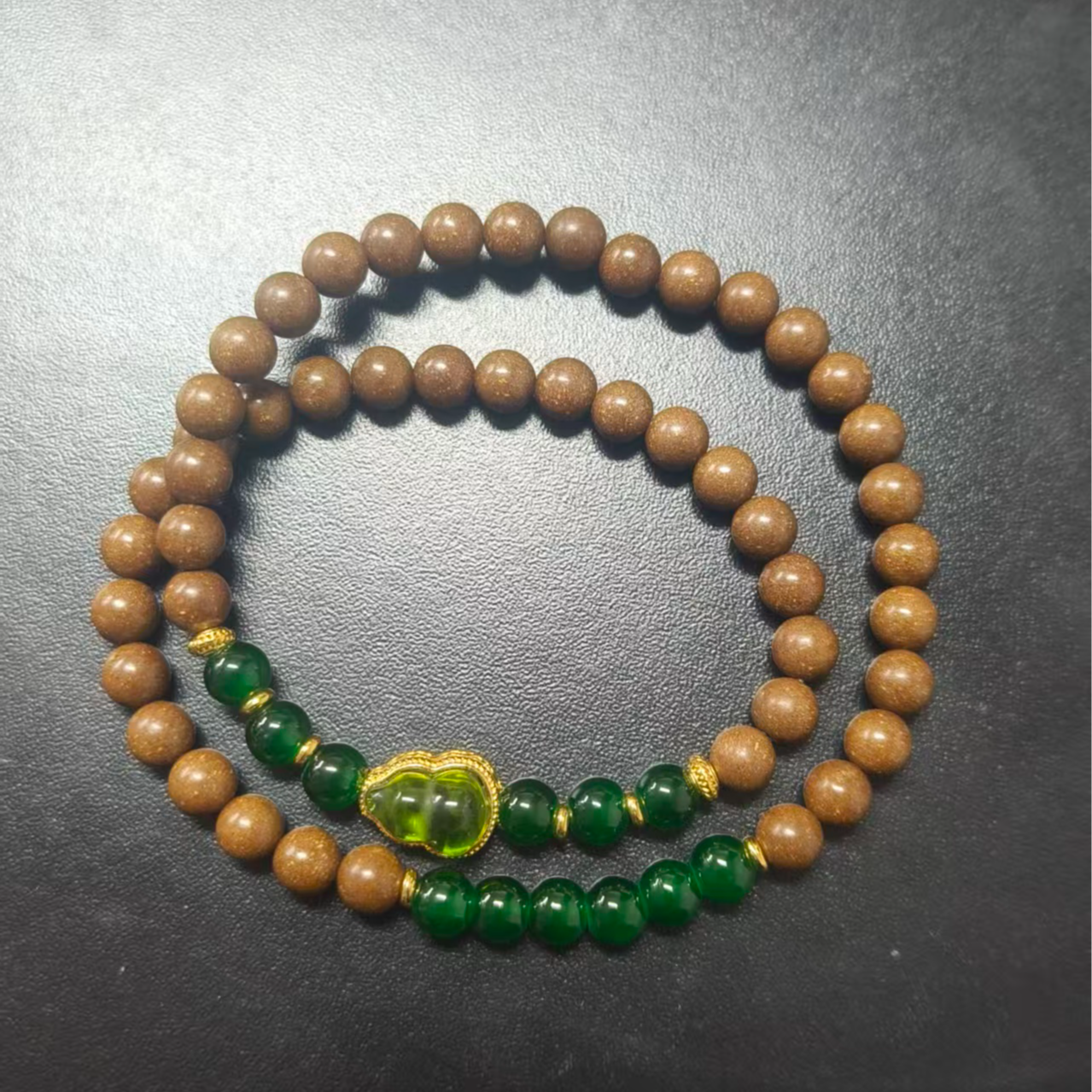 22（金玉良缘）绿珠+葫芦双圈手串1553（悬浮礼盒）