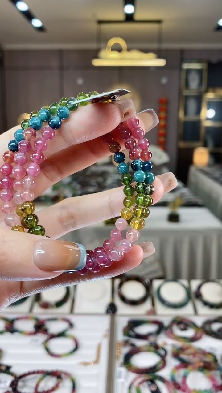 【闪购商品】碧玺三圈手串5mm+未镶嵌一物一证dan