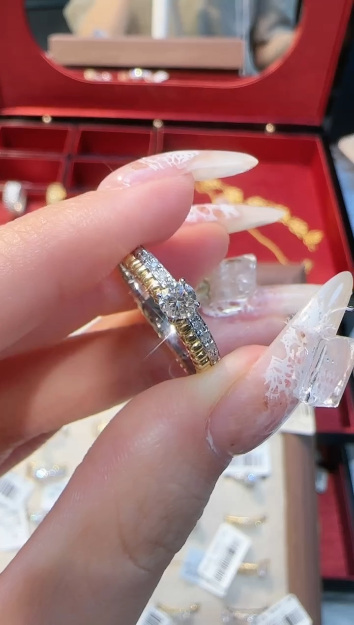 【闪购商品】钻石戒指/指环18K金镶嵌黄白分色钻戒12#13#16#