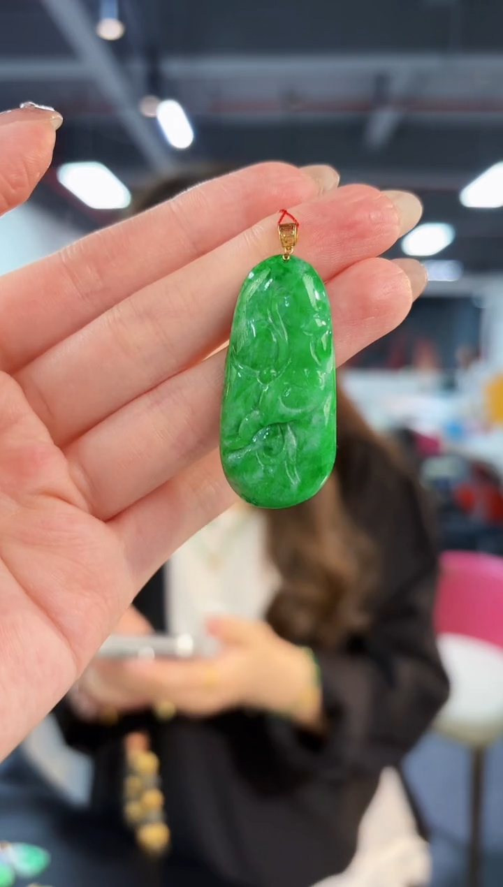 【闪购商品】翡翠颈饰18K金镶嵌缅料A货/支持复检/一件