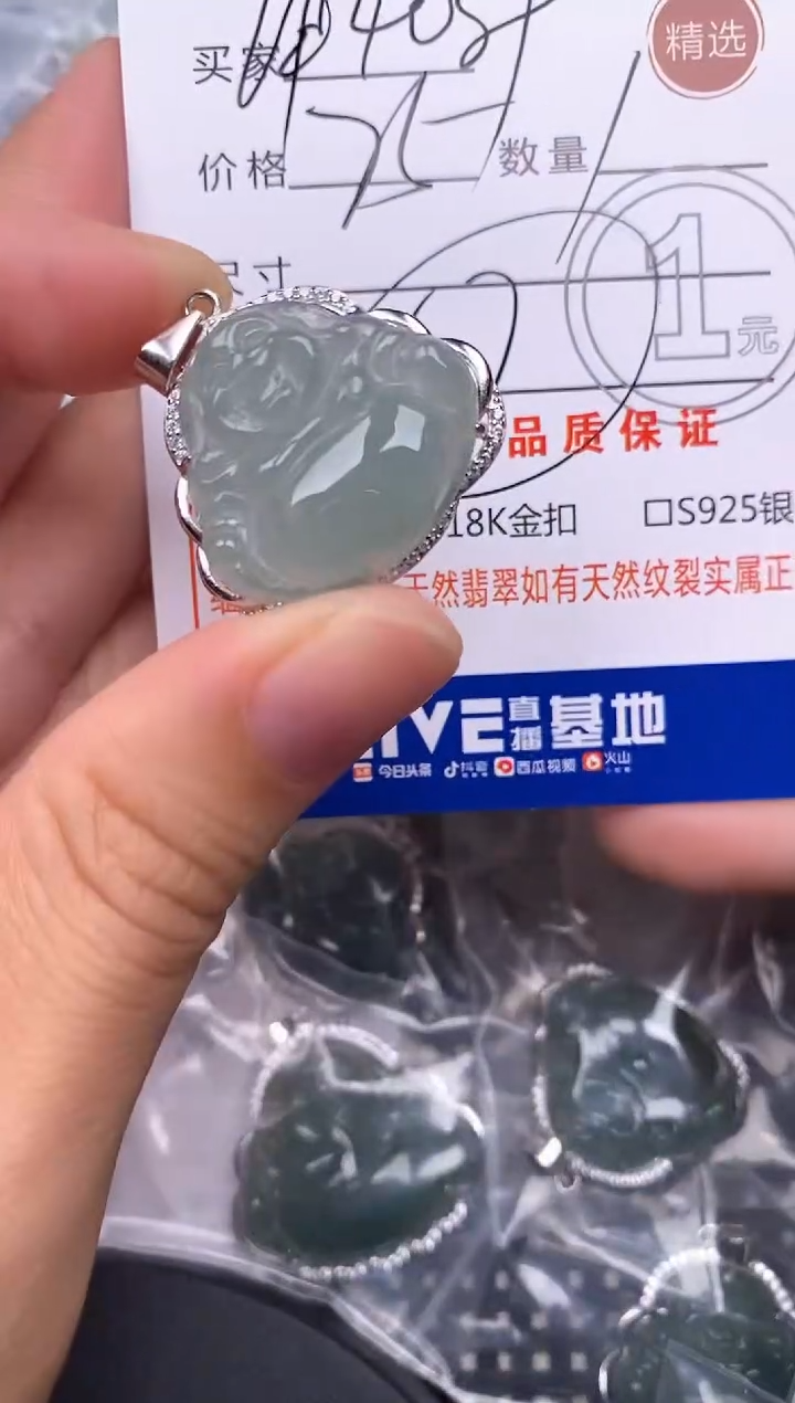 颈饰银S925镶嵌翡翠用****9挂件