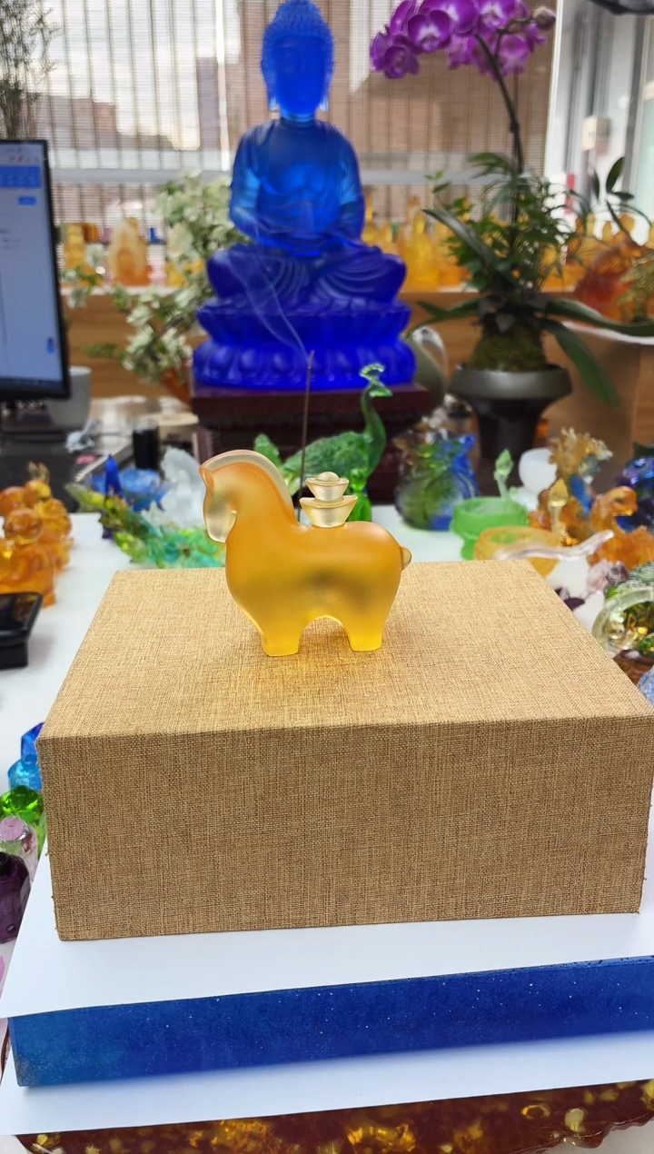 手工艺品琉璃马上有钱手把琥珀色