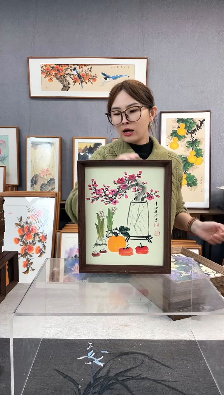 【闪购商品】国画10寸-23*29摆台书法作品-雅集图