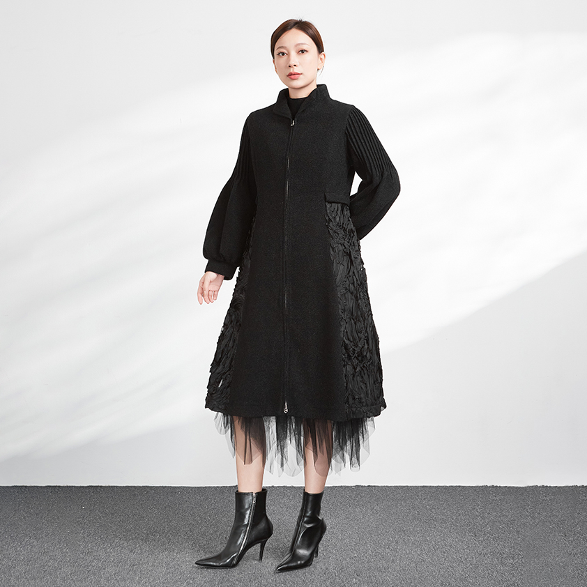 【安瞳专属】圣迪奥轻奢高端黑色时尚气质休闲羽绒服外套S234Z2452