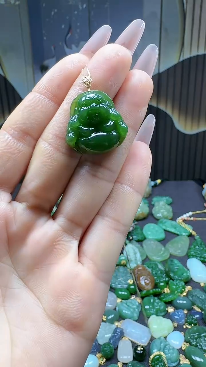 【闪购商品】和田玉吊坠(不含链)18K金镶嵌1