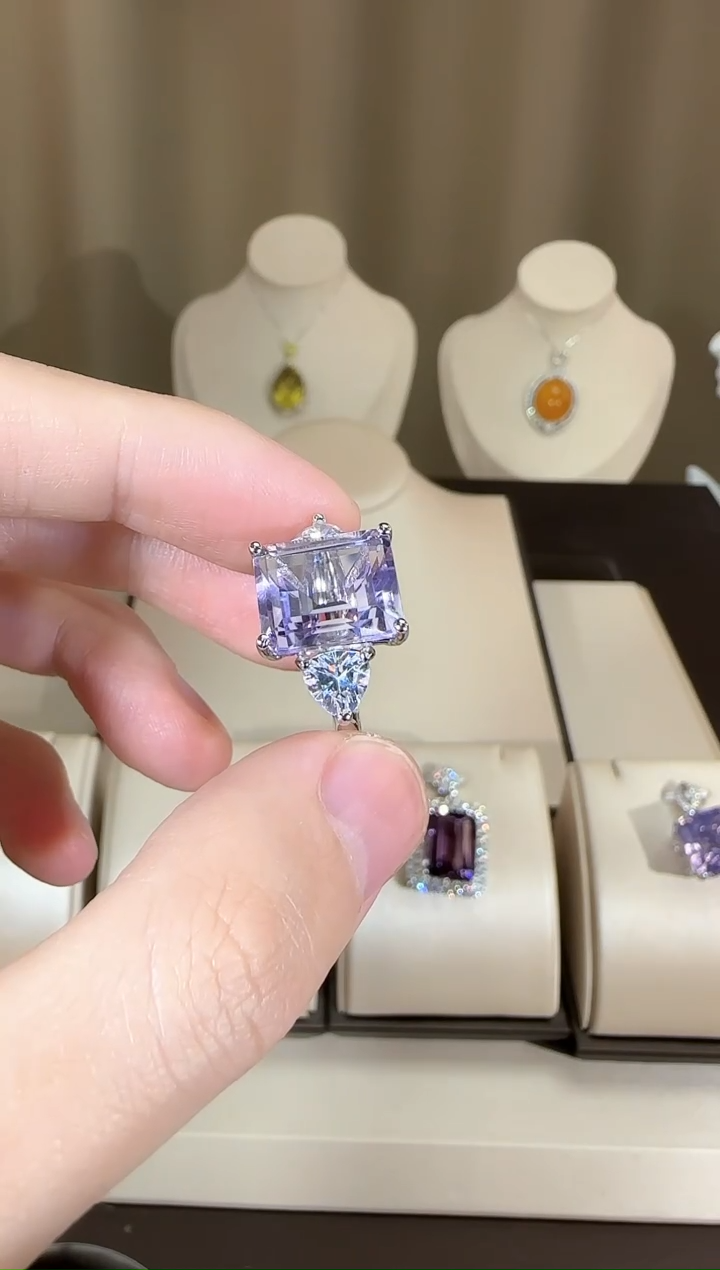 【闪购商品】紫晶戒指银S925镶嵌薰衣草12*10mm