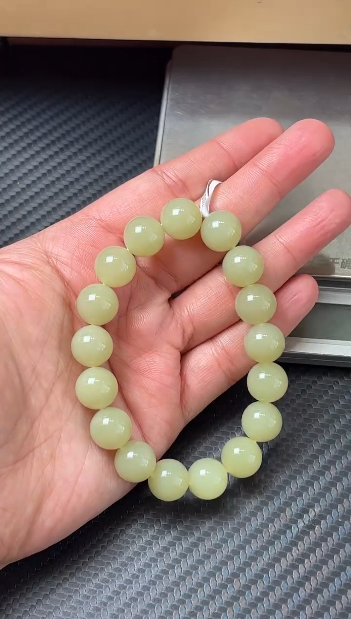 未镶嵌手串和田玉若羌李保国矿微色差卡12m