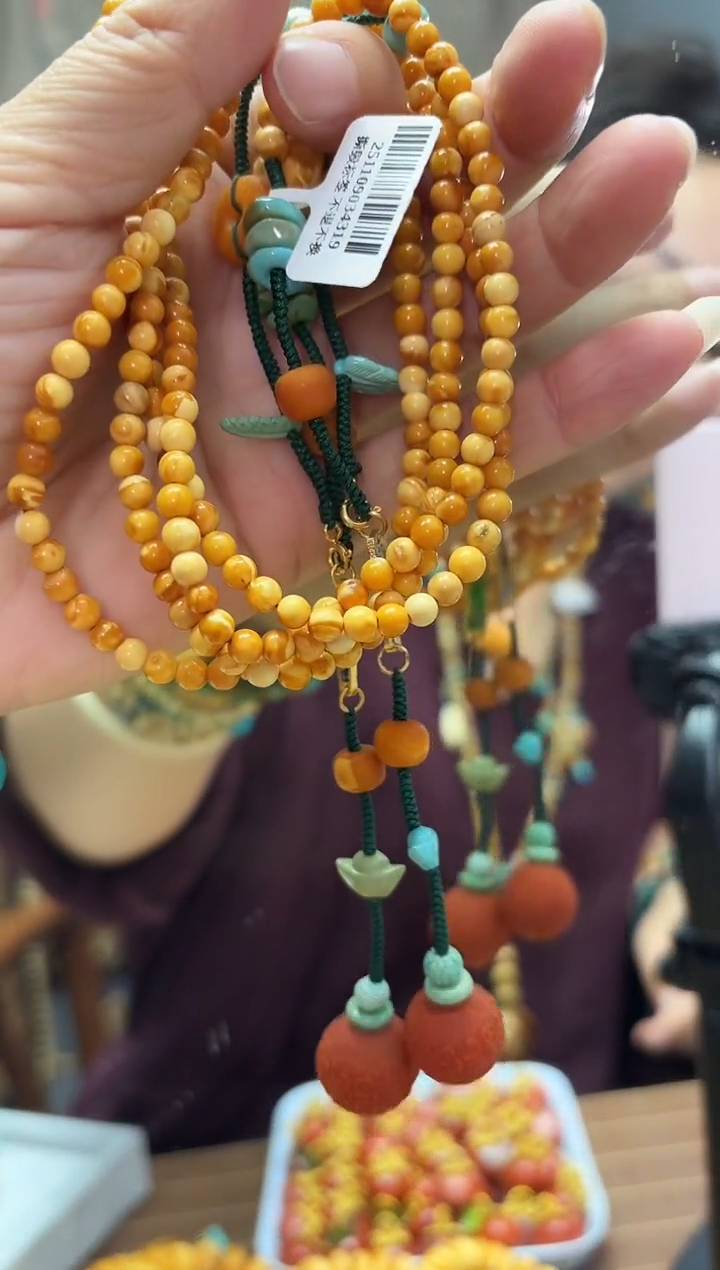 蜜蜡颈饰未镶嵌多样性发一件   毛衣链